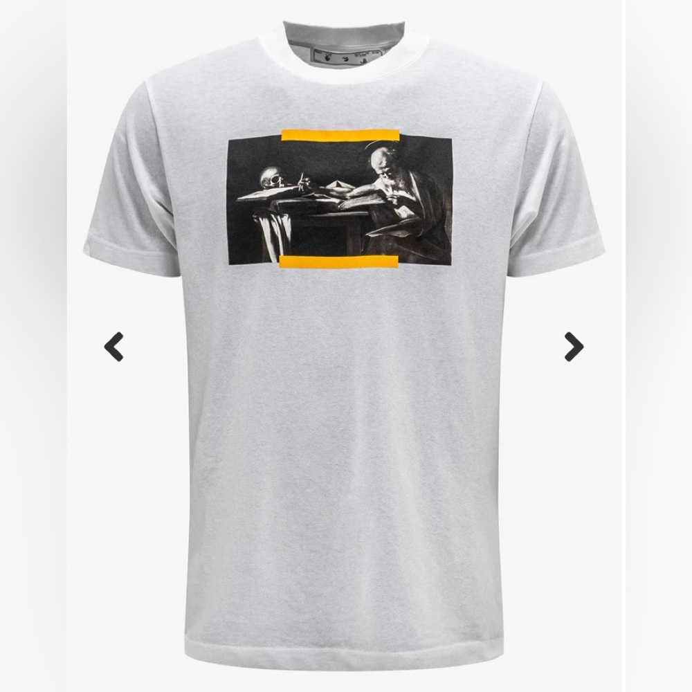 Off White White Carav Painting T-Shirt Sz L